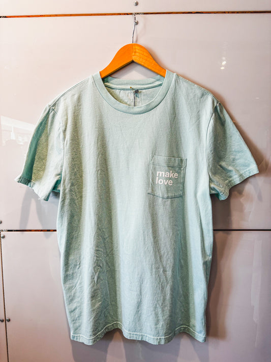 Make Love seafoam pocket tee - upcycled
