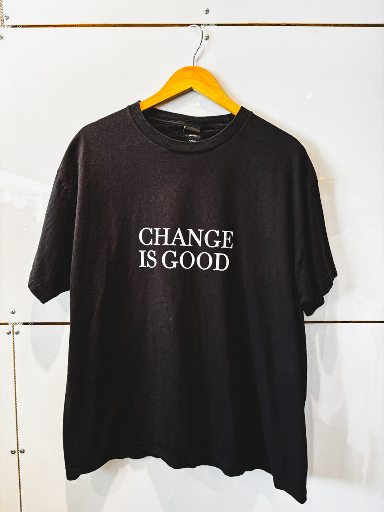 Change is Good serif black s/s tee - upcycled