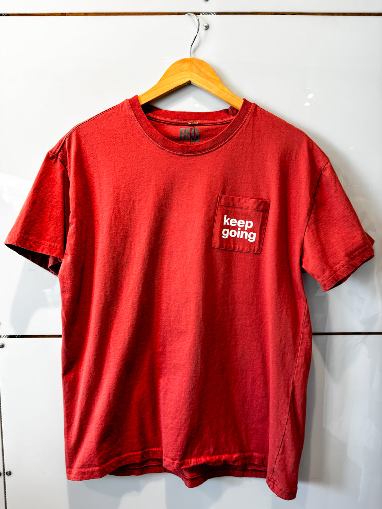 Keep Going dark salmon pocket s/s tee - upcycled