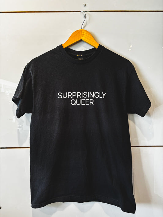 Surprisingly Queer black s/s tee - upcycled
