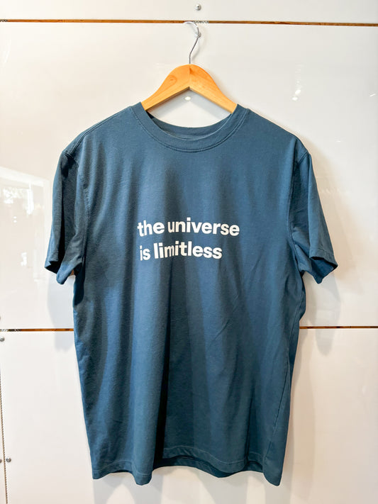 The Universe is Limitless deep teal s/s tee - upcycled