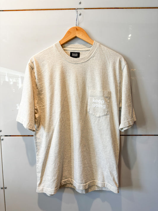 Keep Going heathered cream pocket s/s tee - upcycled