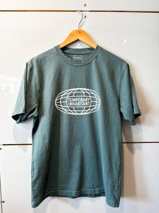 Globe teal green s/s tee - upcycled
