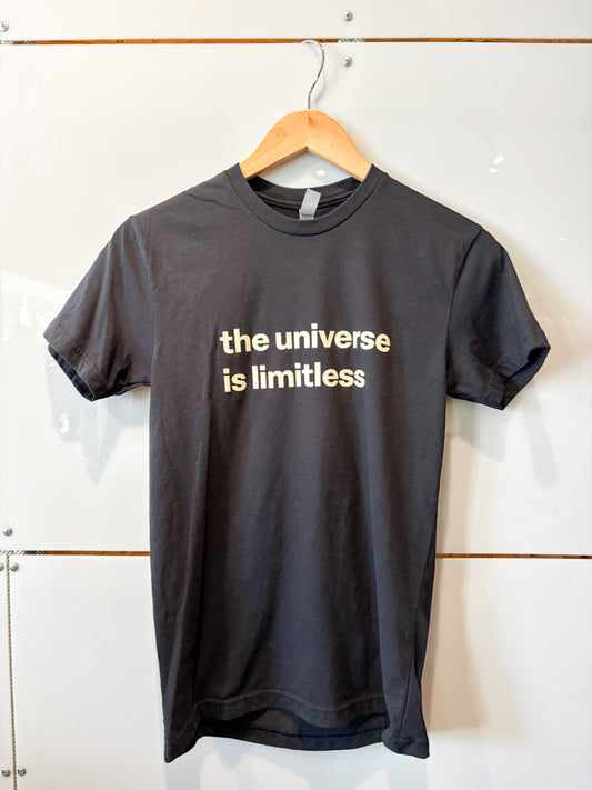The Universe is Limitless black s/s tee - upcycled