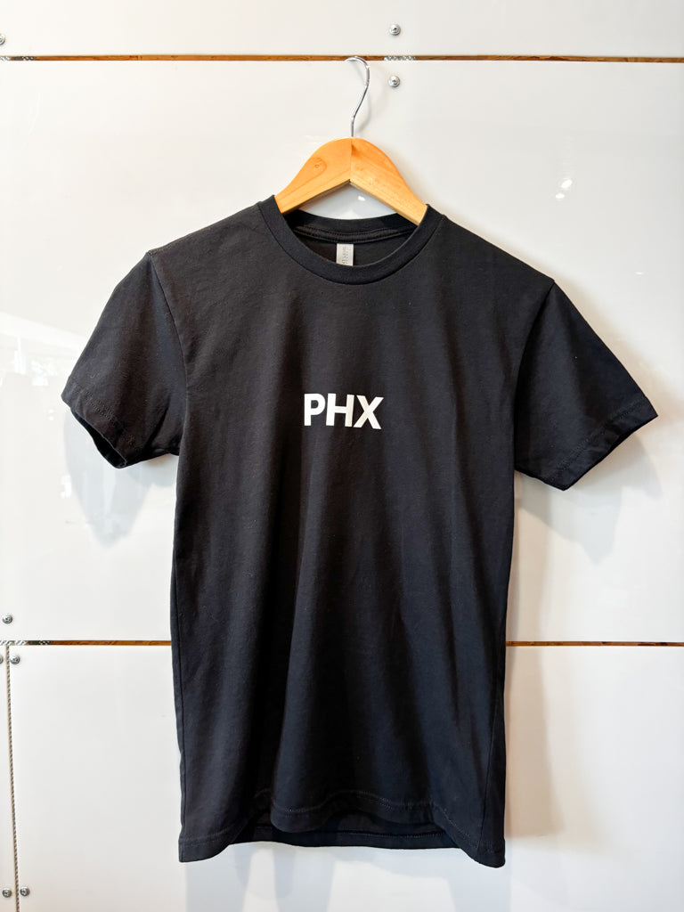 PHX black tee with white design - upcycled