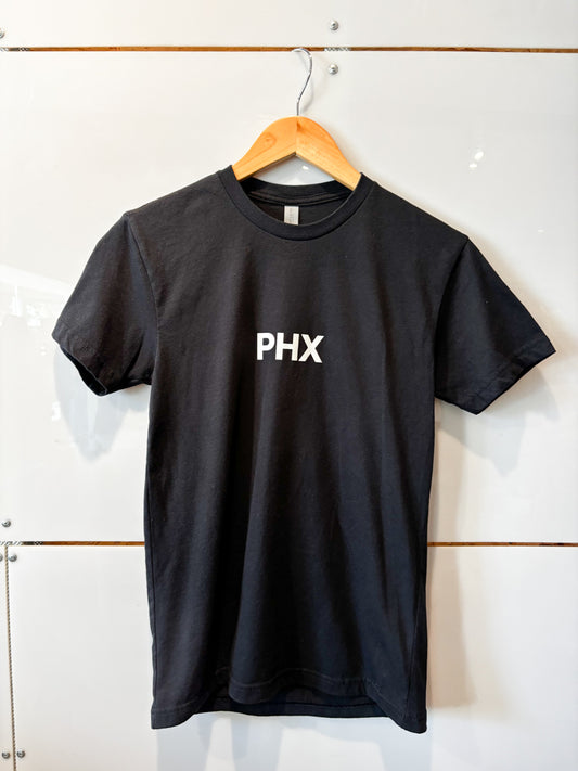 PHX black tee with white design - upcycled