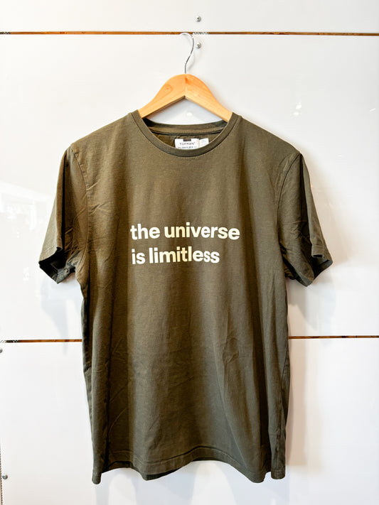 The Universe is Limitless green s/s tee - upcycled