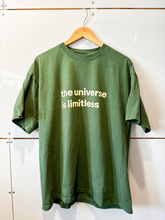The Universe is Limitless green s/s tee - upcycled