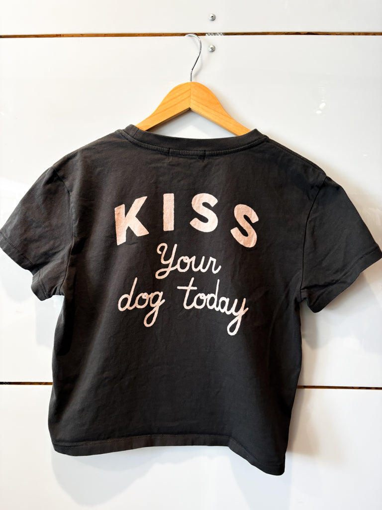 Kiss Your Dog Today crop embroidered tee - pre-loved