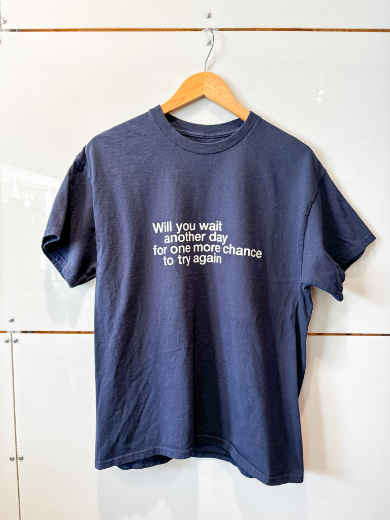 Will You Wait navy s/s tee - upcycled