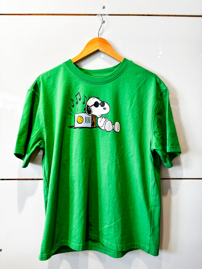 Joe Cool Peanuts Records kelly green tee - pre-loved