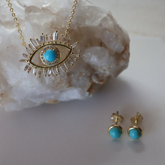 Crystal Lashes Turquoise Eye Necklace