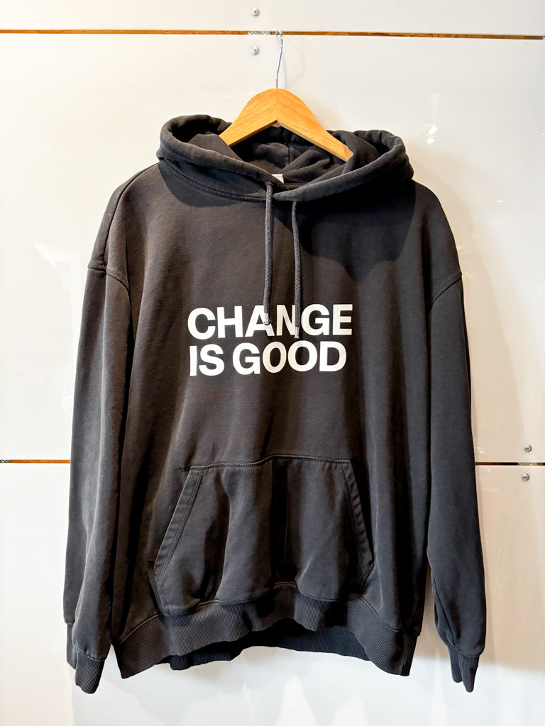 Change is Good black hoodie- upcycled