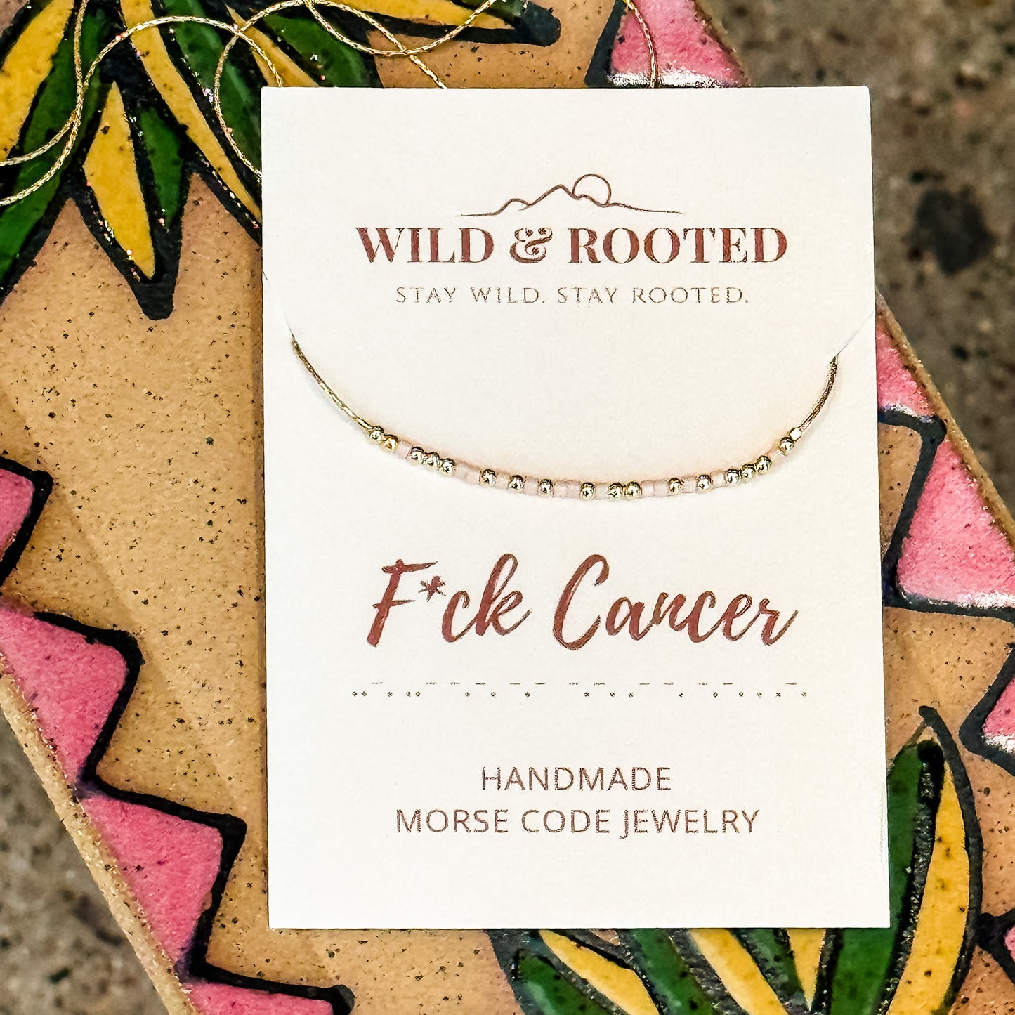 F Cancer Morse Code Necklace - Gold Filled