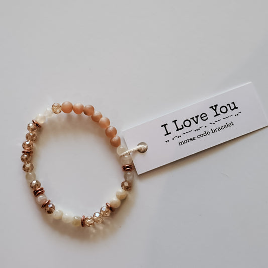 Morse Code Gemstone Bracelet in Moonstone