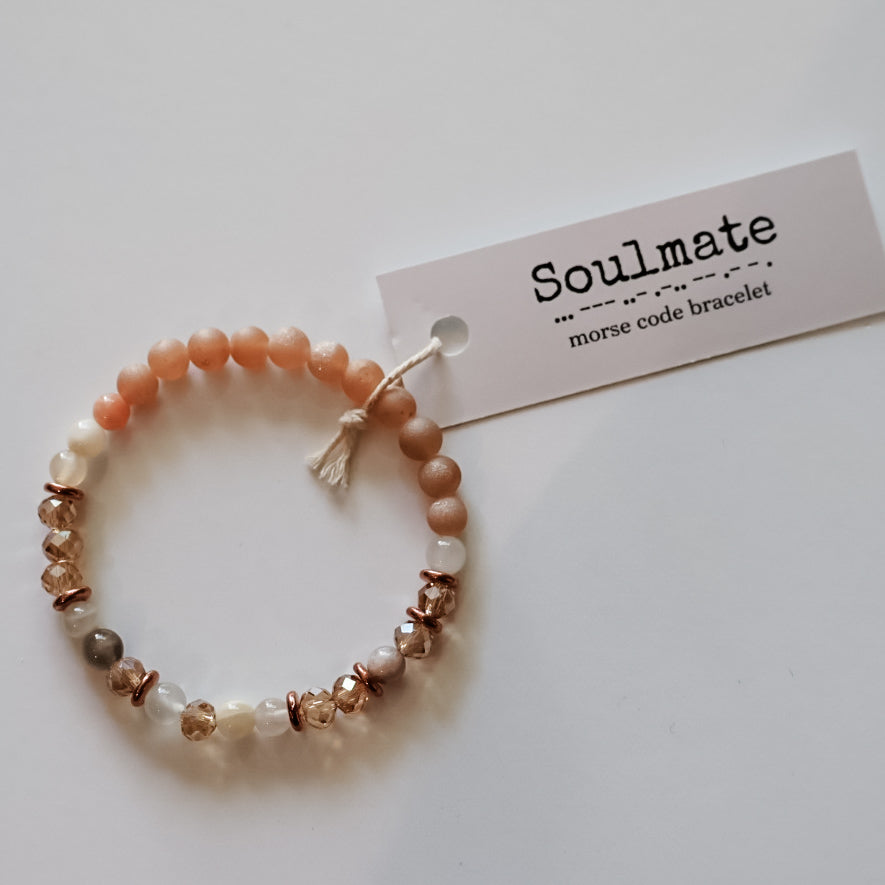 Morse Code Gemstone Bracelet in Moonstone