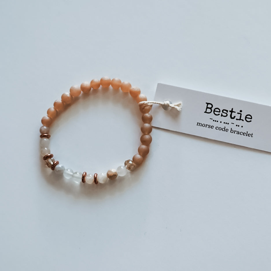 Morse Code Gemstone Bracelet in Moonstone
