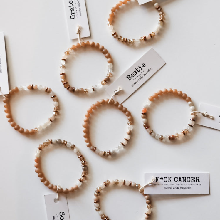 Morse Code Gemstone Bracelet in Moonstone