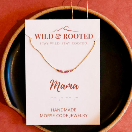 Mama Morse Code Necklace - Gold Filled