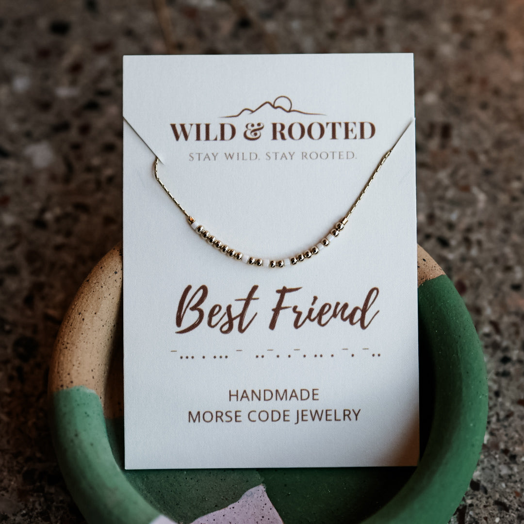 Best Friend Morse Code Necklace - Gold Filled