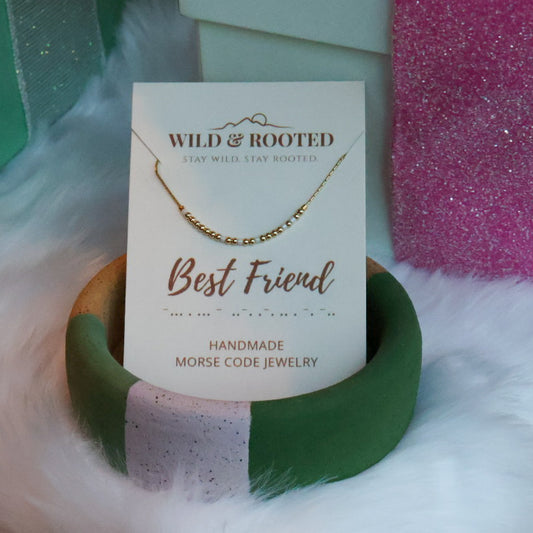 Best Friend Morse Code Necklace - Gold Filled