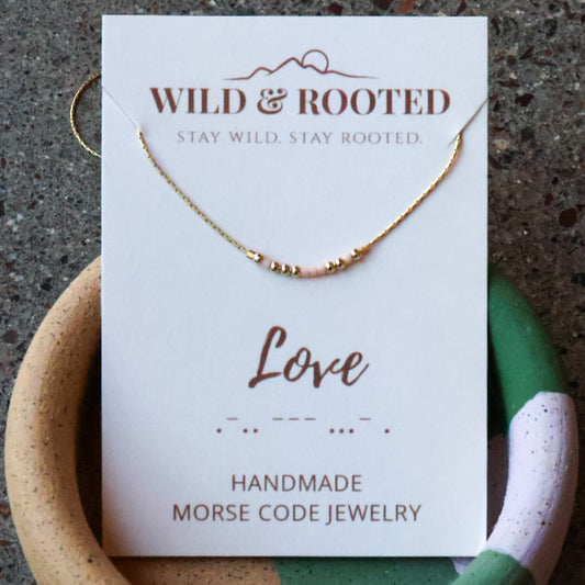 Love Morse Code Necklace - Gold Filled