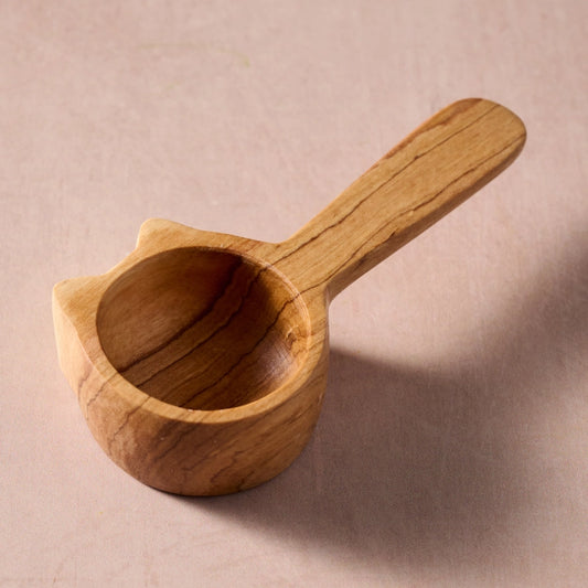 Kijiko Olive Wood Cat Coffee Scoop