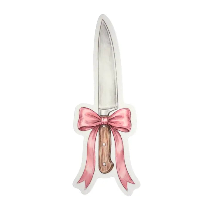 Knife with Pink Bow Sticker