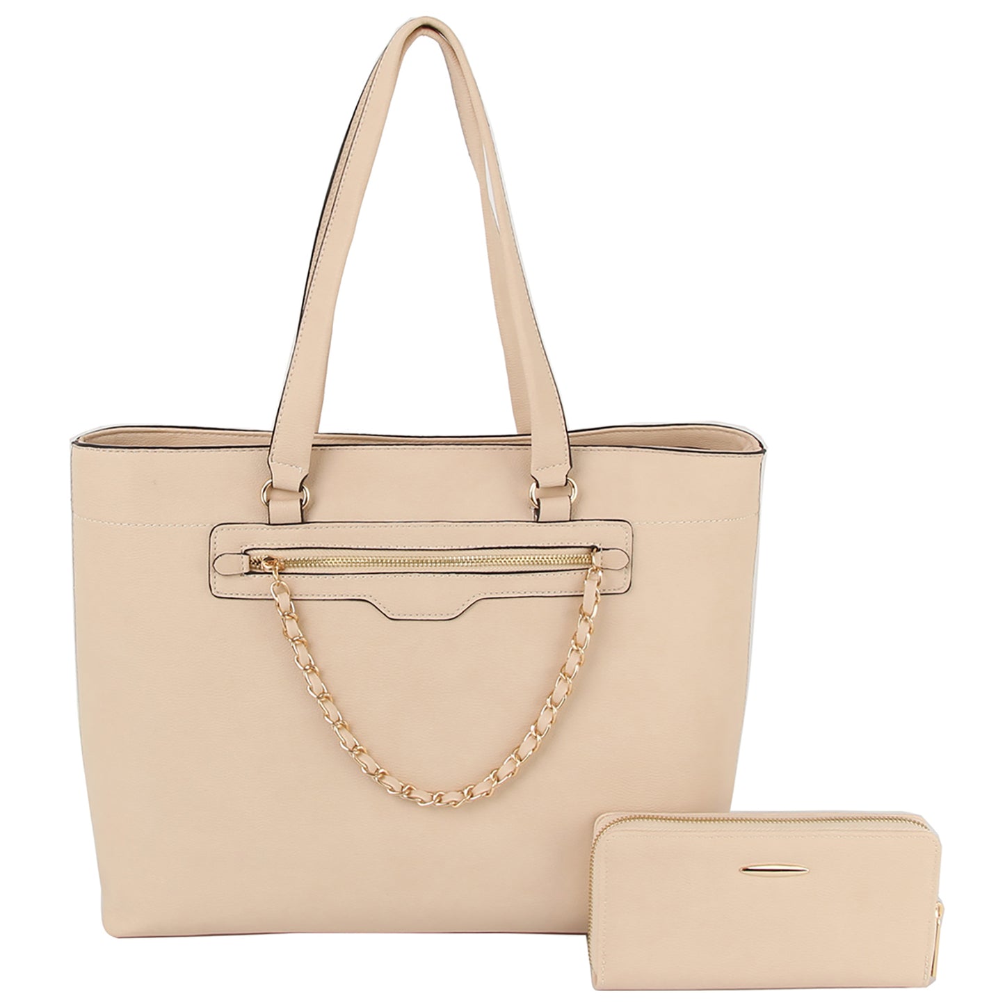 Chain Front Zip Pocket 2-in-1 Shopper Set, More Colors