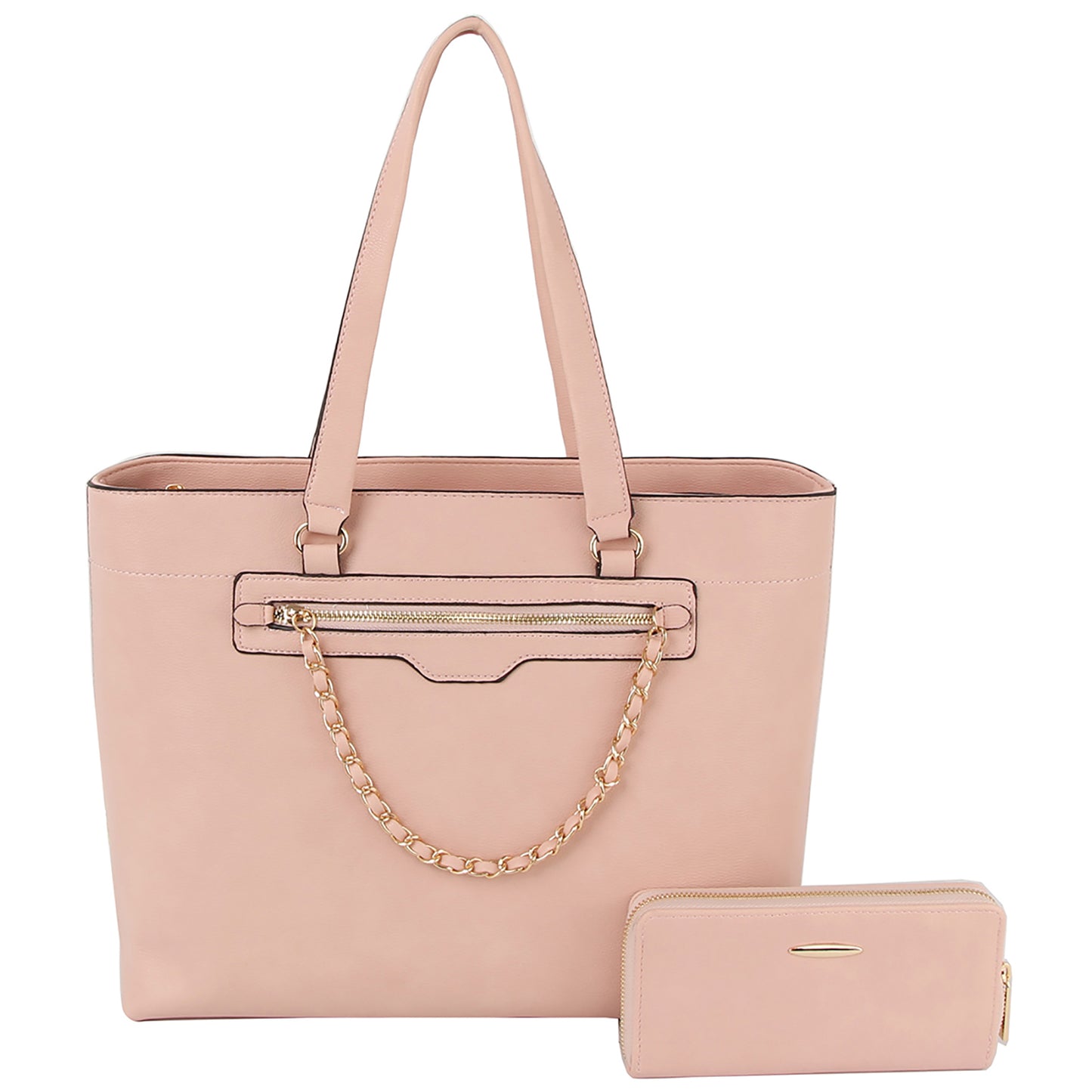 Chain Front Zip Pocket 2-in-1 Shopper Set, More Colors