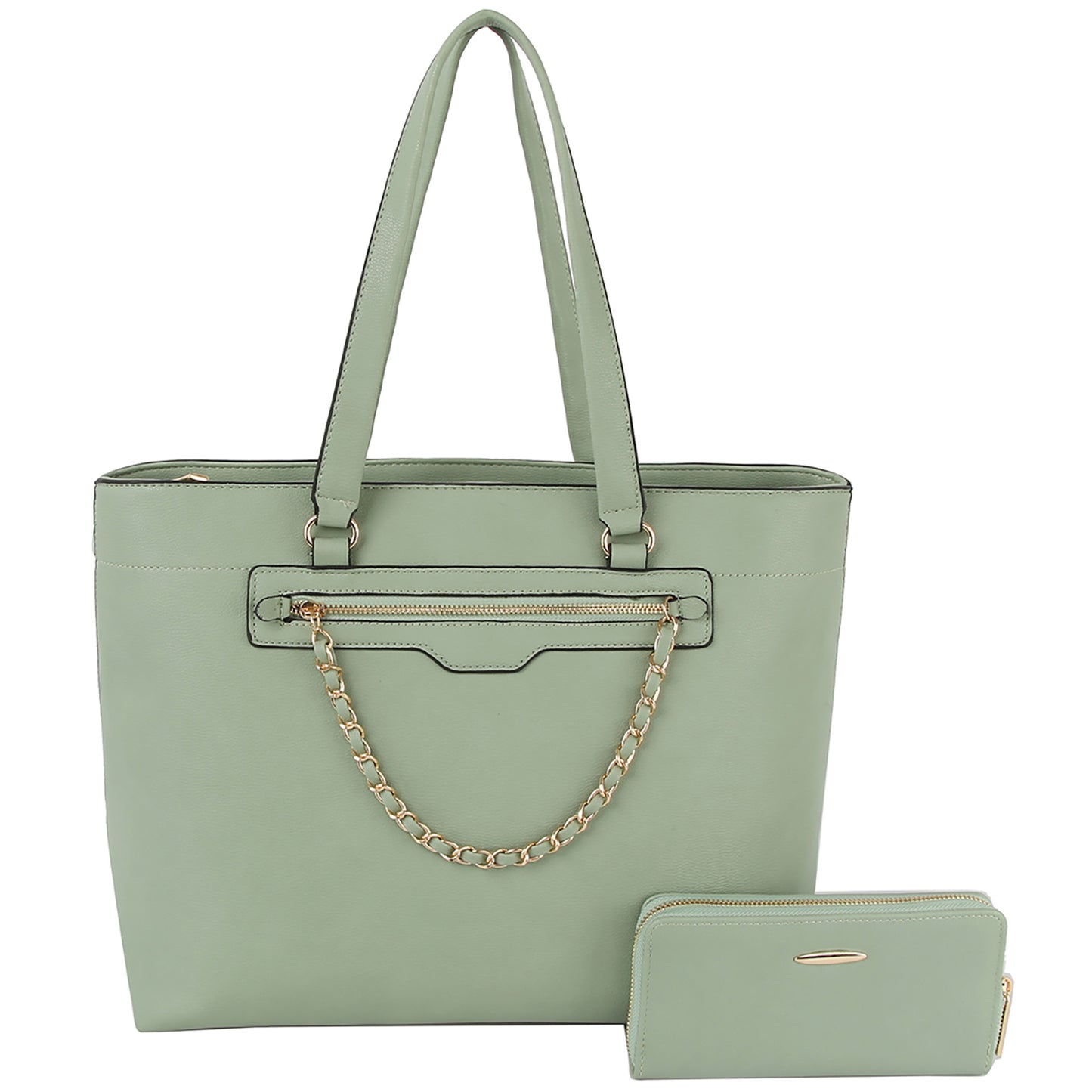 Chain Front Zip Pocket 2-in-1 Shopper Set, More Colors