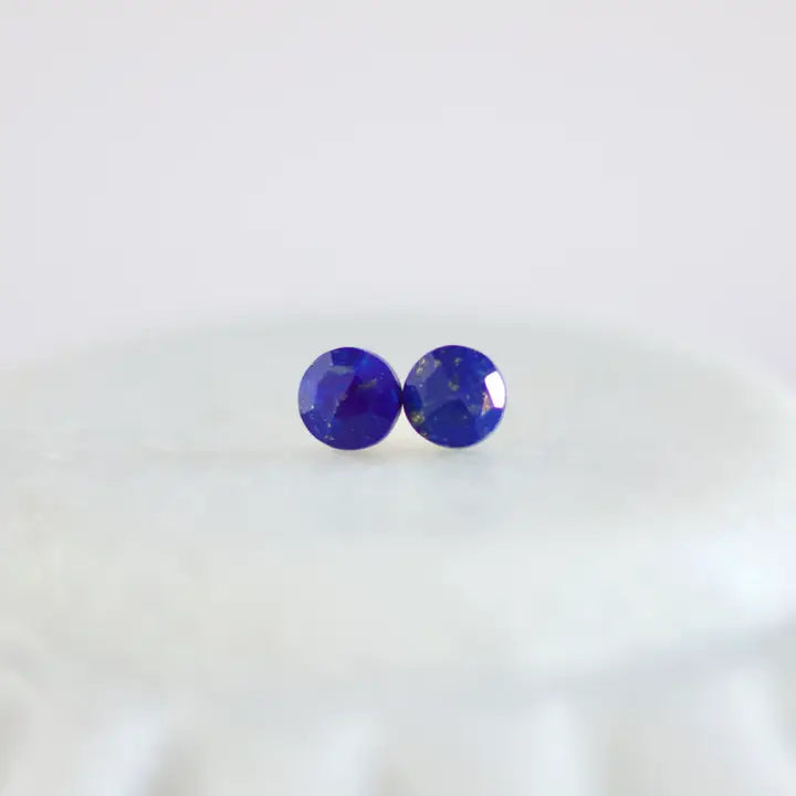 Faceted Lapis Lazuli Stud Earrings