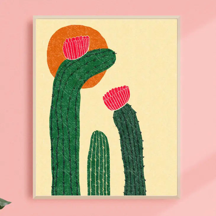 Large Floral Cacti Art Print
