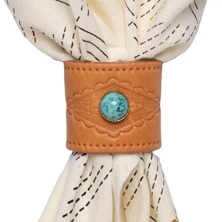 Leather Bandana Slide - Studded Diamond