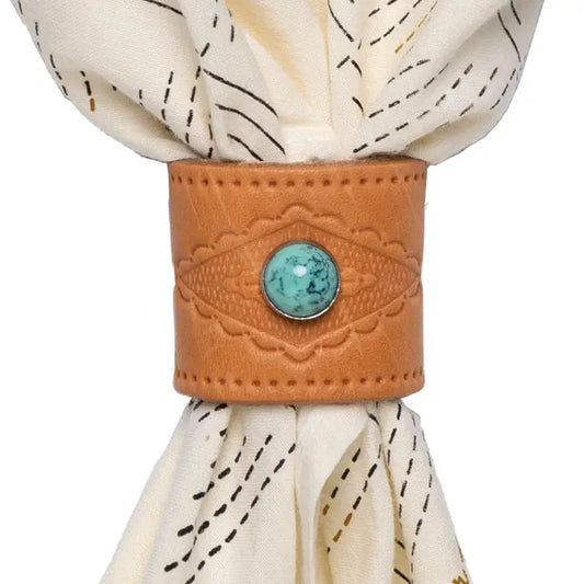 Leather Bandana Slide - Studded Diamond