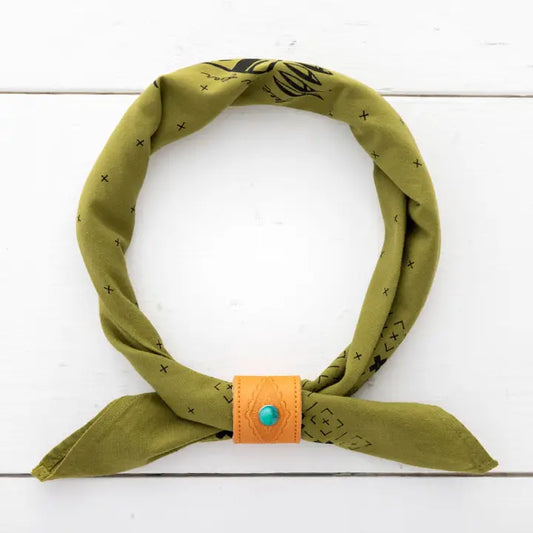 Leather Bandana Slide - Studded Diamond