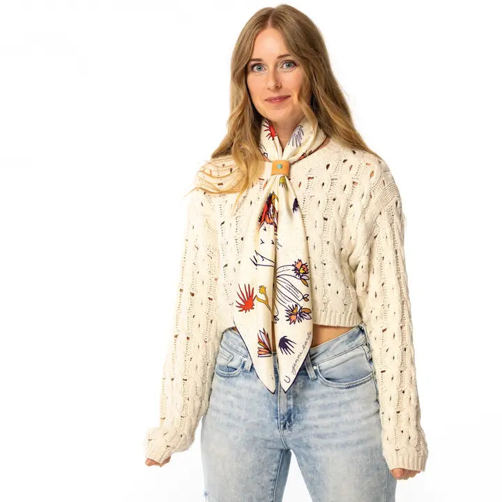 Leather Bandana Slide - Studded Diamond