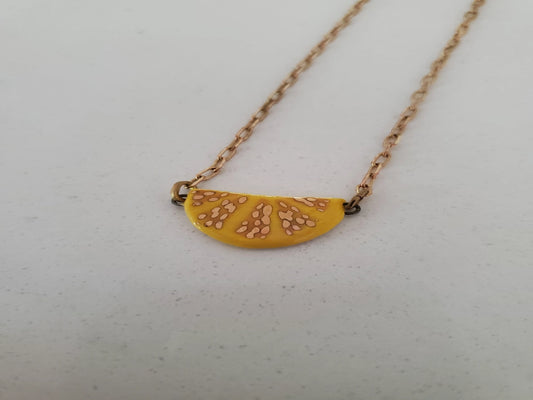 Lemon Wedge Porcelain Pendant Necklace