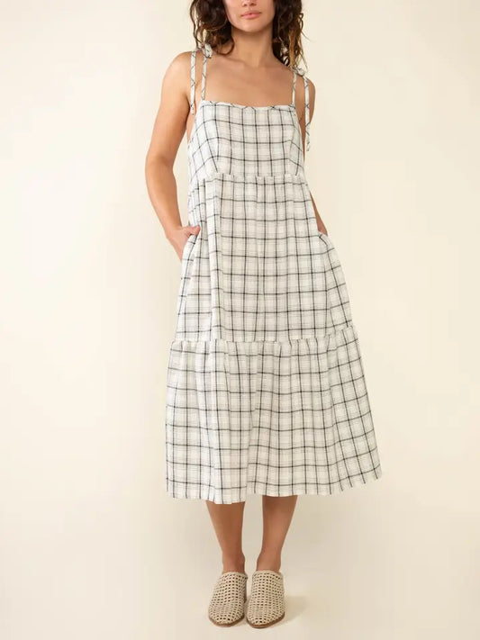 Luca Plaid Tie Strap Dress