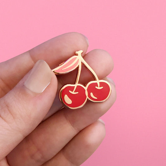 Pair Of Lucky Cherries Hard Enamel Pin