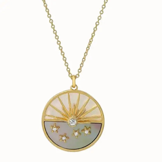 Lunar Phase Medallion Necklace - Sun