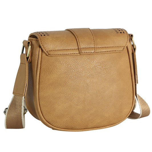 Laser Cut Printed Buckle Flap Crossbody Bag