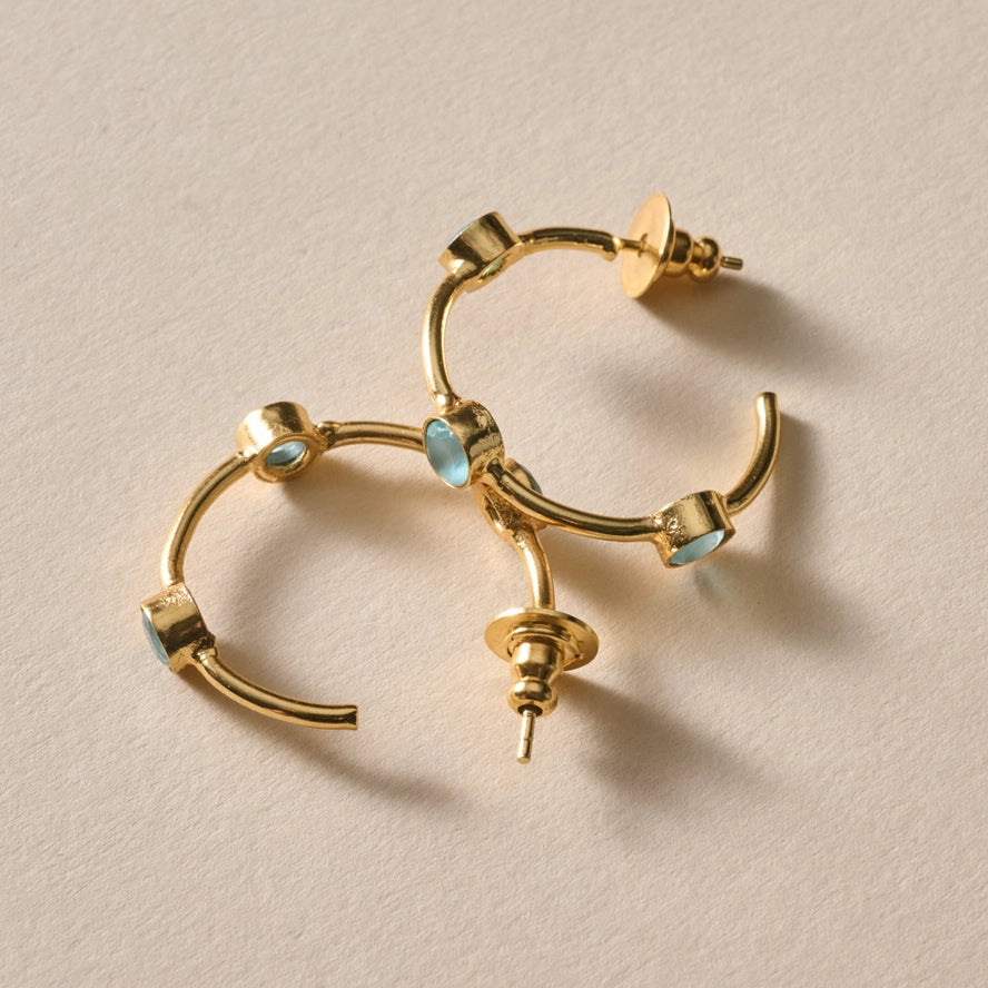 Mira Chalcendony Hoop Earrings