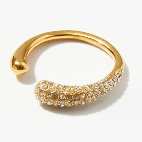 Modern Open Ring- Pavé