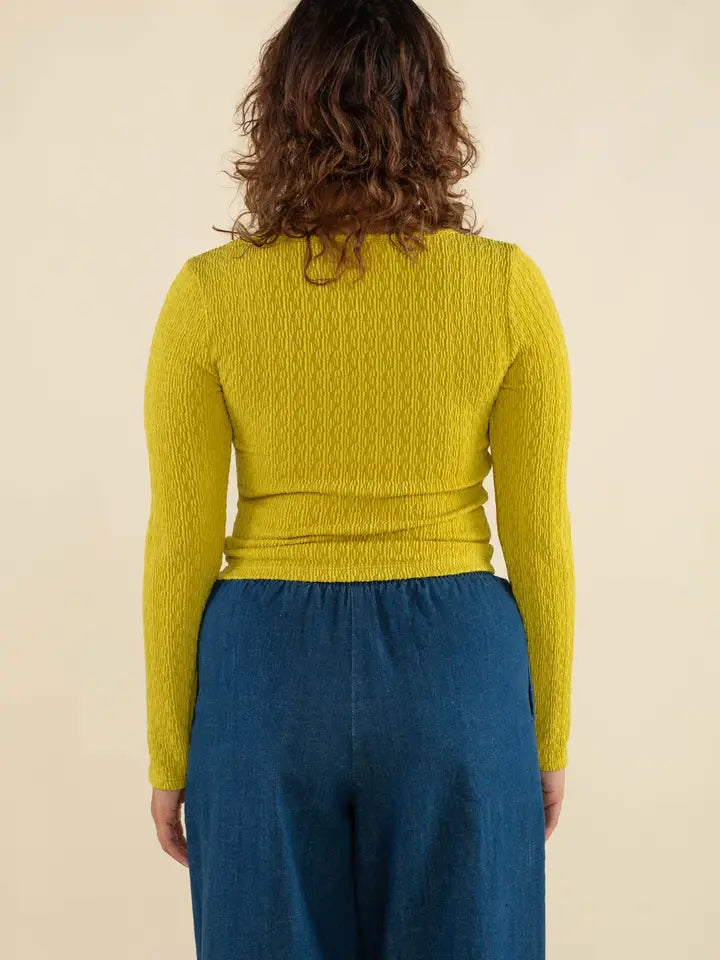 Murphy Square Neck Textured Long Sleeve Top