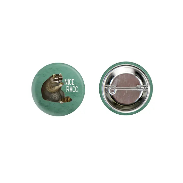 Nice Racc Vintage Raccoon Button Pin