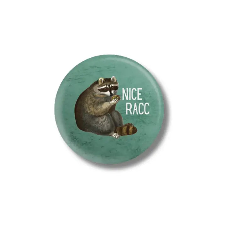 Nice Racc Vintage Raccoon Button Pin