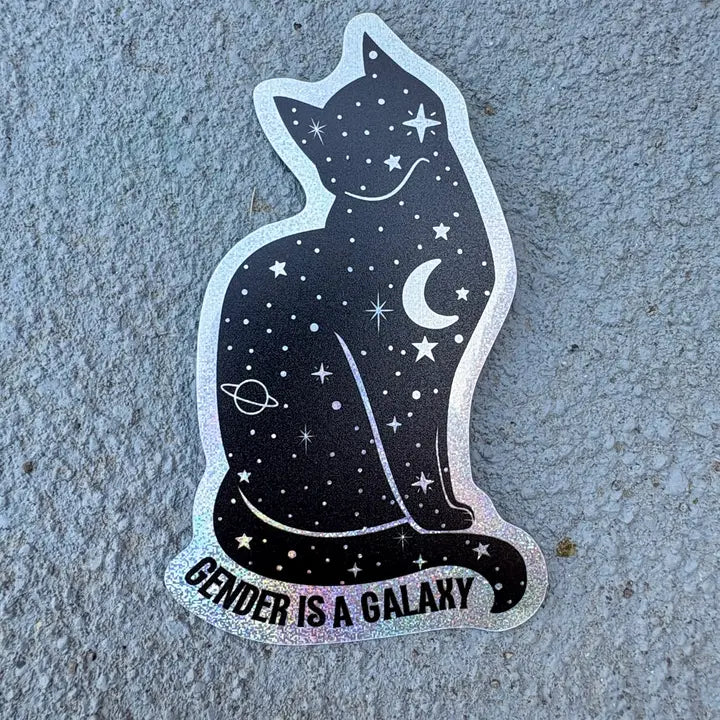 Nonbinary 'gender Is A Galaxy' Lgbtqia Pride Cat Sticker