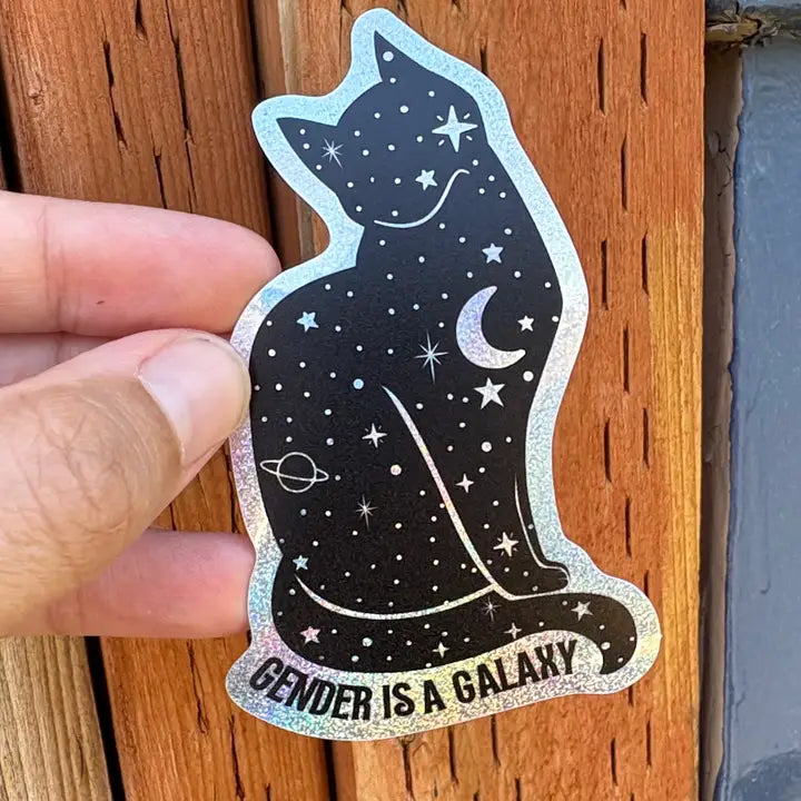 Nonbinary 'gender Is A Galaxy' Lgbtqia Pride Cat Sticker