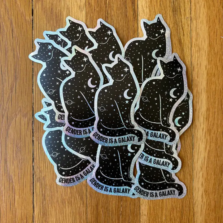 Nonbinary 'gender Is A Galaxy' Lgbtqia Pride Cat Sticker